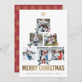 ホリーと雪片|メリークリスマス6枚の写真 招待状 (正面/裏面)