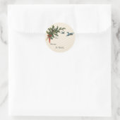 ホリーと鳥の休日のギフトラベルスティッカークリーム ラウンドシール (バッグ)