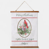 ホリーと(鳥)ショウジョウコウカンチョウクリスマスの素敵なランタン 吊り下げ型タペストリー (正面)