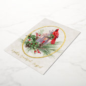 ホリーと（鳥）ショウジョウコウカンチョウ箔の素敵なランタン 箔シーズンカード (回転した状態)