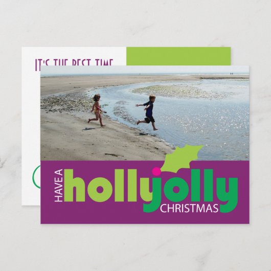 ホリーのクリスマスすてき写真はがきプラムを持っている シーズンポストカード (正面/裏面)