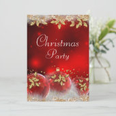 ホリーのビーズ 赤 ゴールド クリスマスパーティー招待状 招待状 (スタンド正面)