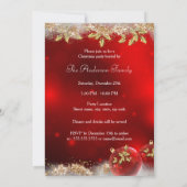 ホリーのビーズ 赤 ゴールド クリスマスパーティー招待状 招待状 (裏面)