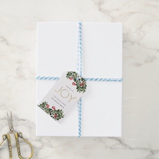 ホリーの喜ばしい枝 ギフトタグ (より糸付き)