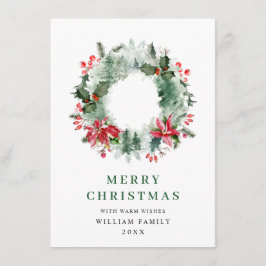 ホリーの実のリースのクリスマス・グリーティング　３つの写真 シーズンカード