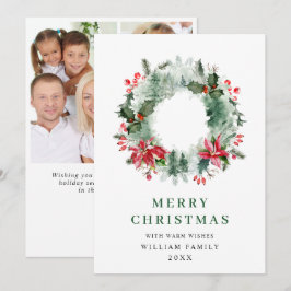 ホリーの実のリースのクリスマス・グリーティング 3つの写真 シーズンカード