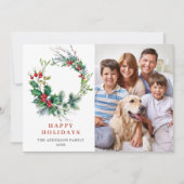 ホリーの実のリース　クリスマスグリーティング４点セット シーズンカード (正面)