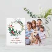 ホリーの実のリース　クリスマスグリーティング４点セット シーズンカード (スタンド正面)