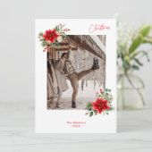 ホリーの実 クリスマスキス  おしゃれな 楽しい クリスマスの写真 シーズンカード (スタンド正面)