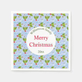 ホリーの果実と葉はメリークリスマス スタンダードカクテルナプキン