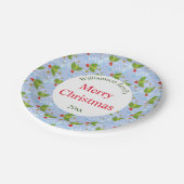 ホリーの果実と葉はメリークリスマス ペーパープレート (アングル)