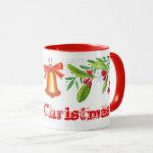 ホリーの枝とクリスマスのお祝い マグカップ (正面右)