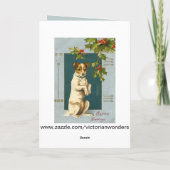 ホリーの枝の下の犬 – ビンテージのクリスマスカード シーズンカード (裏面)