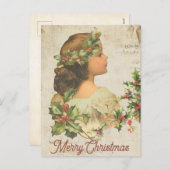 ホリーの枝も描ある シーズンポストカード (正面/裏面)