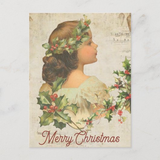 ホリーの枝も描ある シーズンポストカード (正面)