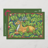 ホリーの森にいるかわいいクリスマスのトナカイ 招待状 (正面/裏面)