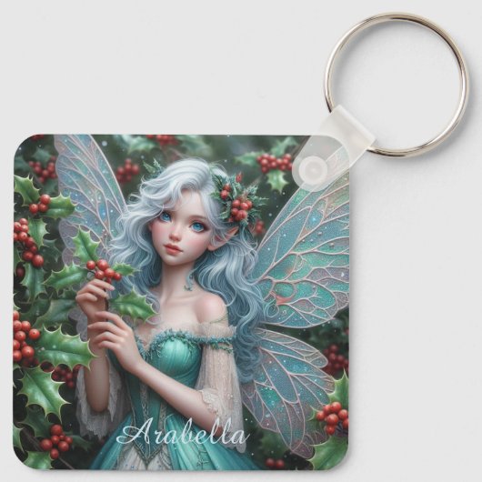 ホリーの美しい12月の妖精 キーホルダー (裏面)