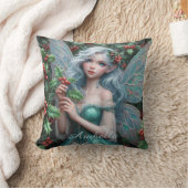 ホリーの美しい12月の妖精 クッション (ブランケット)