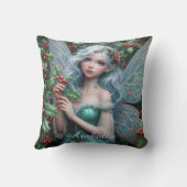 ホリーの美しい12月の妖精 クッション (裏面)
