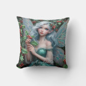 ホリーの美しい12月の妖精 クッション (正面)