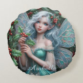 ホリーの美しい12月の妖精 ラウンドクッション (裏面)