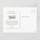 ホリーの背景が新たに結婚写真のクリスマス シーズンポストカード (裏面)