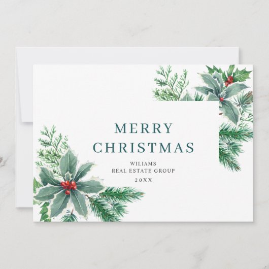 ホリーの葉のクリスマス シーズンカード (正面)