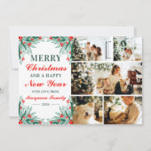 ホリーアイビー葉ズファミリー写真コラージクリスマス シーズンカード (正面)