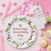 ホリーアンドウォーターカラーグリーナリーホリデイ紙プレート ペーパープレート (パーティー)