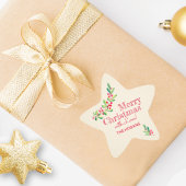 ホリーアンドベリーオンアイボリークリスマスホリデイ 星シール