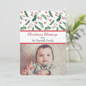 ホリーアンドベリーツツー写真テンプレートホリデーカード シーズンカード (スタンド正面)