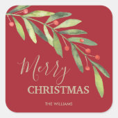 ホリーアンドベリーホリデークリスマス スクエアシール (正面)