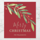 ホリーアンドベリーホリデークリスマス ワインラベル (シングルラベル)