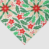 ホリーアンドポインセチア植物学的ホリデーパターン 薄葉紙 (詳細)