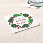 ホリーイエスのリングや輪季節の理由 スクエアペーパーコースター (アングル)