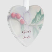 ホリーウィズボウパステルパーソナライズされたクリスマス オーナメント (正面)