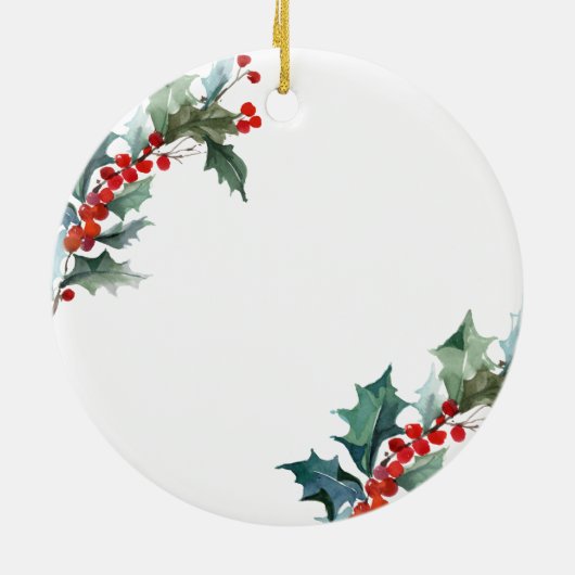 ホリーウィンターフローラパーソナライズされたガールバプテスマ セラミックオーナメント (裏面)