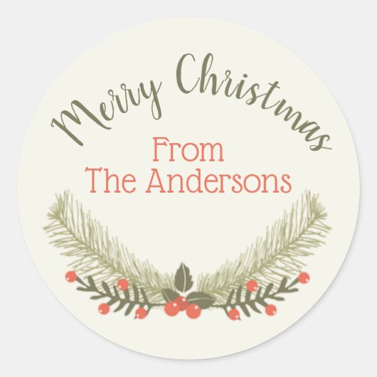 ホリーエバーグリーンメリークリスマス ラウンドシール (正面)