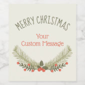 ホリーエバーグリーンメリークリスマス ワインラベル (シングルラベル)