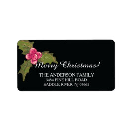 ホリーエレガントエバーグリーンクリスマス差出人住所 ラベル