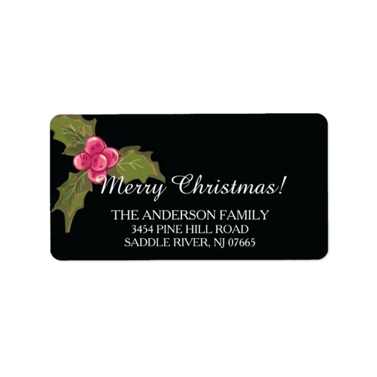 ホリーエレガントエバーグリーンクリスマス差出人住所 ラベル (正面)