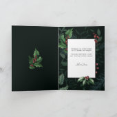 ホリーエレガントクリスマスダークグリーン植物写真 シーズンカード (内部)