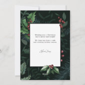 ホリーエレガントクリスマスダークグリーン植物写真 シーズンカード (裏面)