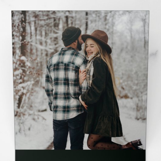 ホリーエレガントクリスマスダークグリーン植物写真 三つ折りクリスマスカード (内部最初)