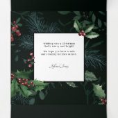 ホリーエレガントクリスマスダークグリーン植物写真 三つ折りクリスマスカード (内部中)