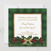 ホリーエレガントグリーン金ゴールドフォトクリスマスカード シーズンカード (裏面)