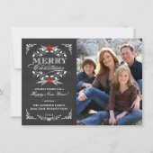 ホリーエレガントチャルクボードクリスマスフォトフラットカード シーズンカード (正面)
