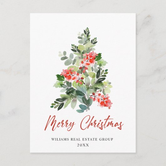 ホリーエレガントツリーのクリスマスグリーティ企業のング ポストカード (正面)