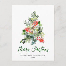 ホリーエレガントツリーのクリスマスグリーティ企業のング ポストカード