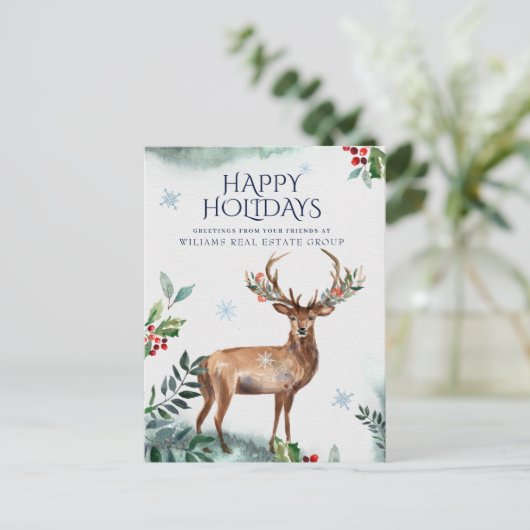 ホリーエレガントディアクリスマスグリーティ企業のング シーズンポストカード (スタンド正面)